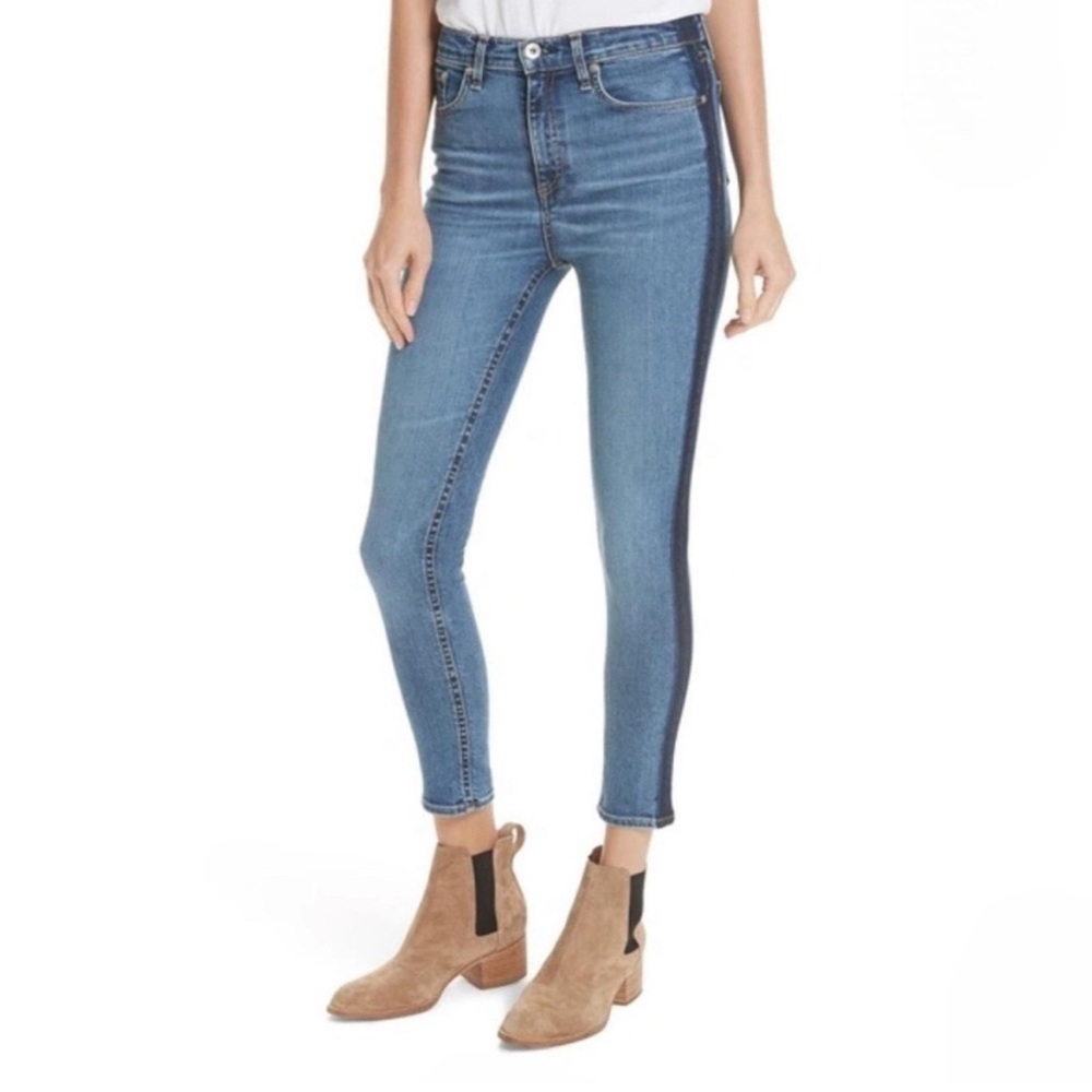 Rag & Bone Indigo Tux Stripe High Rise Ankle Skinny Jean Size 30